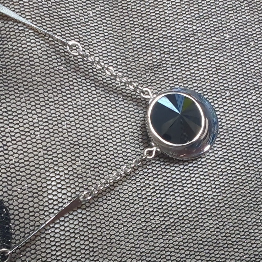 Vintage Sarah Coventry Hematite Rivoli Pendant Necklace - Silver Tone